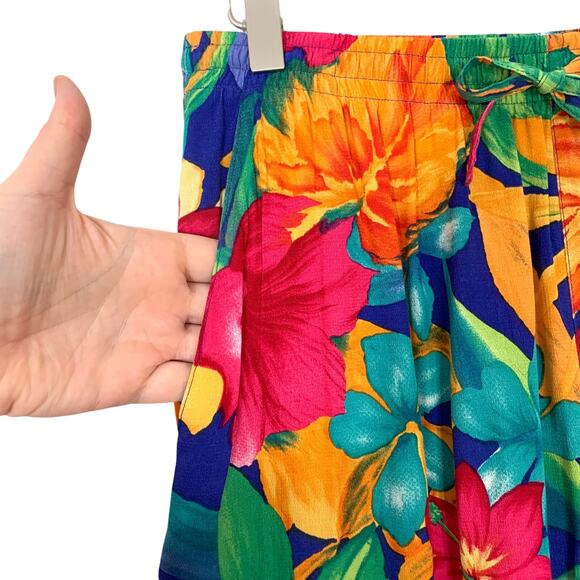 Vintage 80s/90s Alfred Dunner Tropical Floral Culottes Shorts sz 14 Petite Large - Picture 5 of 10